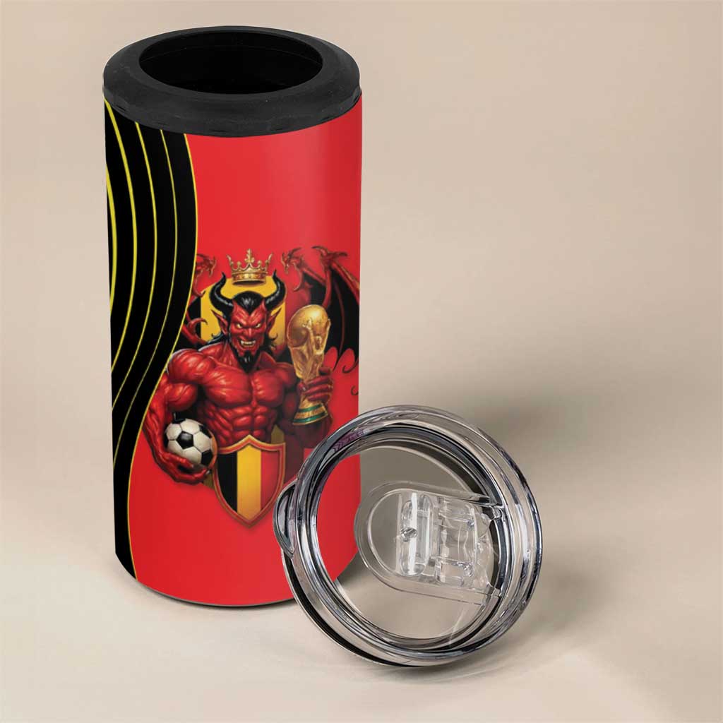 Custom World Football 2026 Belgium 4 in 1 Can Cooler Tumbler Red Devils Go Champions - Wonder Print Shop