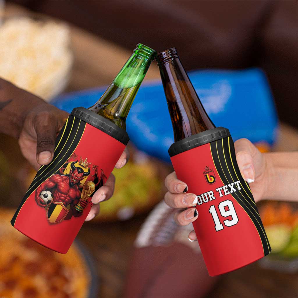 Custom World Football 2026 Belgium 4 in 1 Can Cooler Tumbler Red Devils Go Champions - Wonder Print Shop