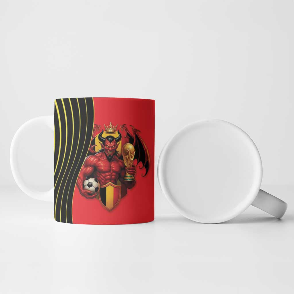 Custom World Football 2026 Belgium Ceramic Mug Red Devils Go Champions - Wonder Print Shop