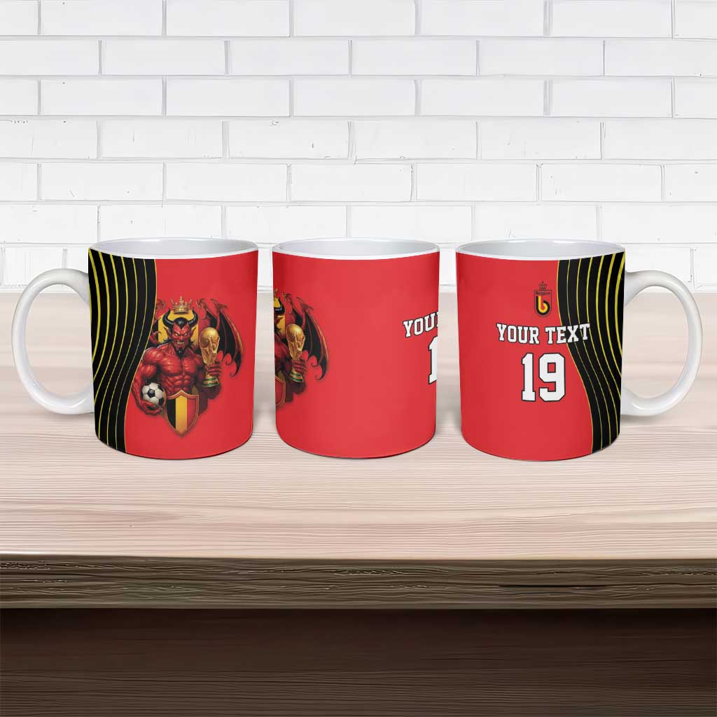 Custom World Football 2026 Belgium Ceramic Mug Red Devils Go Champions - Wonder Print Shop