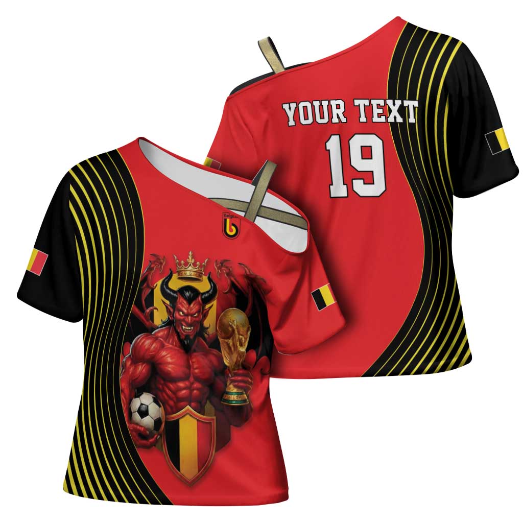 Custom World Football 2026 Belgium Cross Shoulder Shirt Red Devils Go Champions - Wonder Print Shop