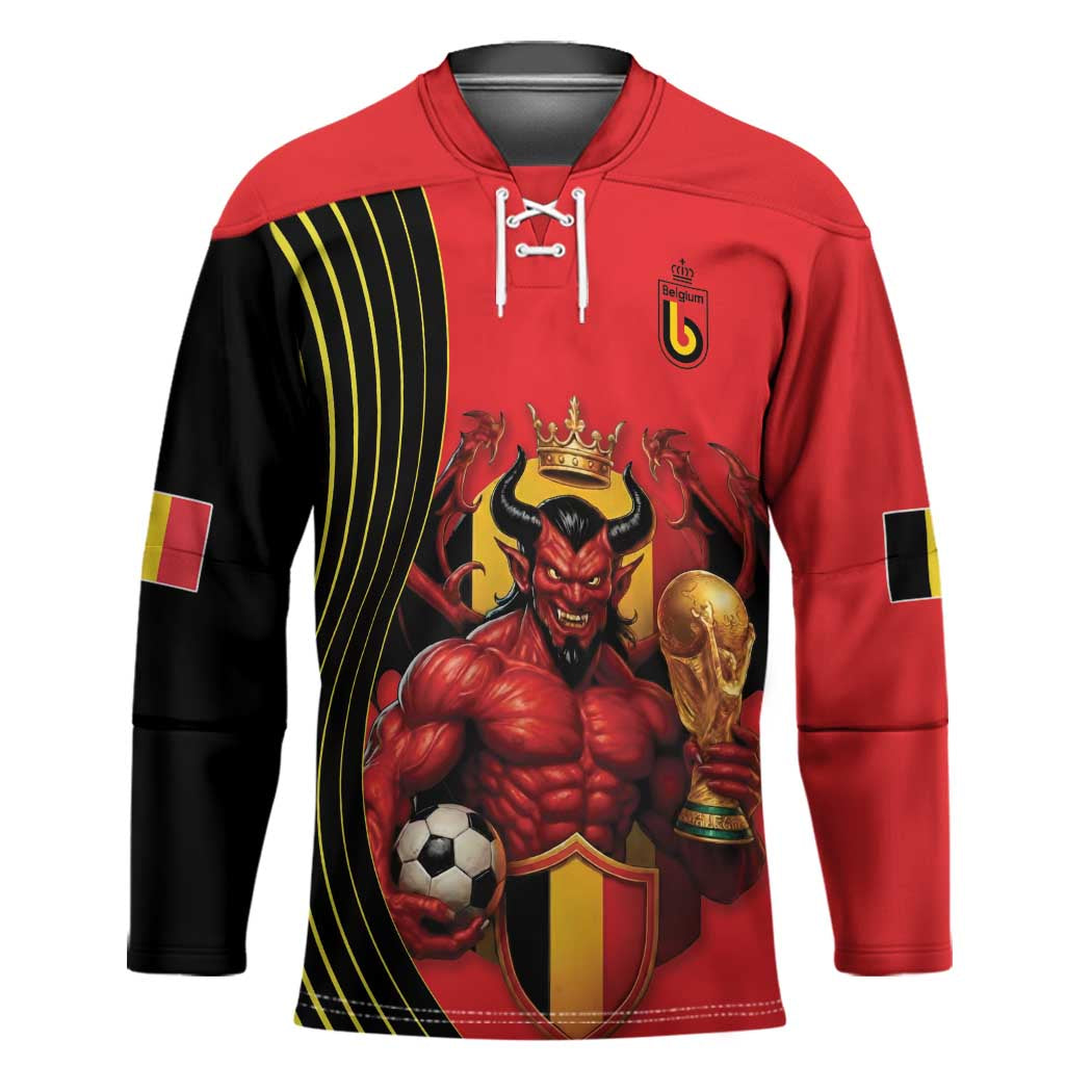 Custom World Football 2026 Belgium Hockey Jersey Red Devils Go Champions - Wonder Print Shop