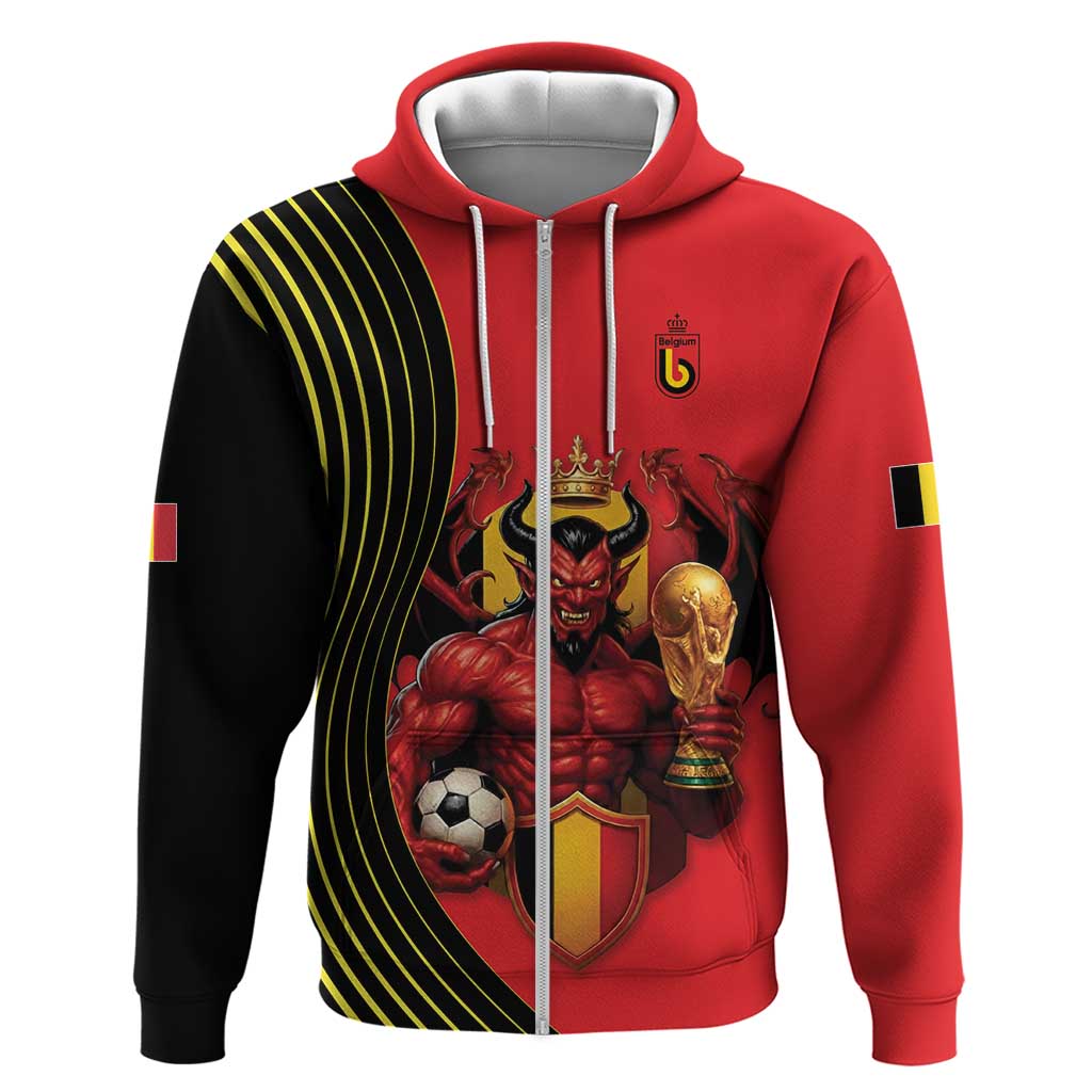 Custom World Football 2026 Belgium Hoodie Red Devils Go Champions - Wonder Print Shop