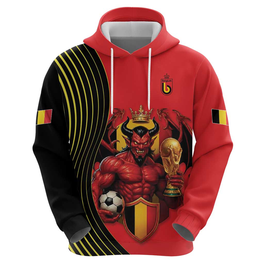 Custom World Football 2026 Belgium Hoodie Red Devils Go Champions - Wonder Print Shop