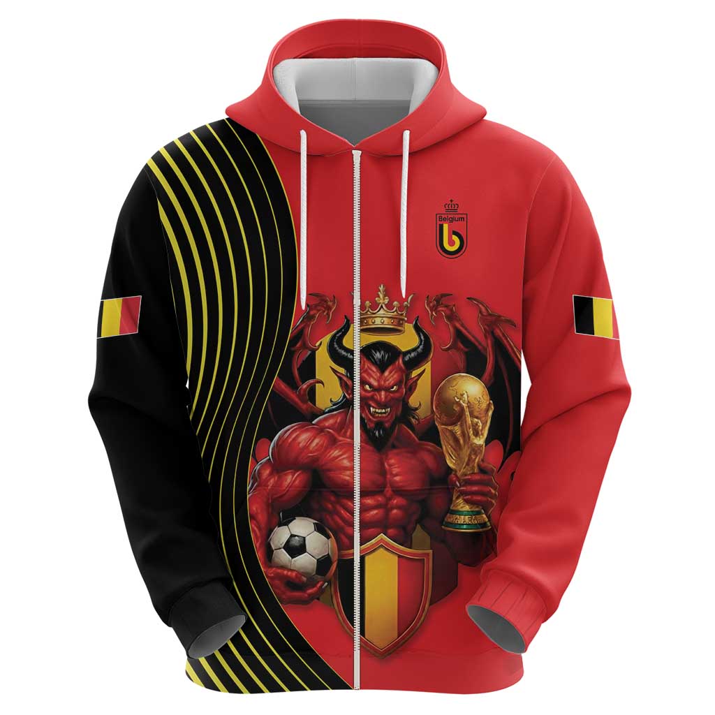 Custom World Football 2026 Belgium Hoodie Red Devils Go Champions - Wonder Print Shop