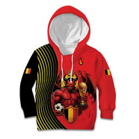 Custom World Football 2026 Belgium Kid Hoodie Red Devils Go Champions - Wonder Print Shop
