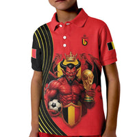 Custom World Football 2026 Belgium Kid Polo Shirt Red Devils Go Champions - Wonder Print Shop