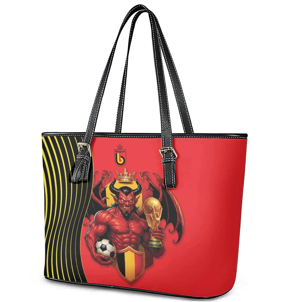 World Football 2026 Belgium Leather Tote Bag Red Devils Go Champions - Wonder Print Shop