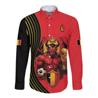 Custom World Football 2026 Belgium Long Sleeve Button Shirt Red Devils Go Champions - Wonder Print Shop