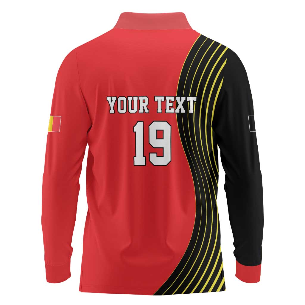 Custom World Football 2026 Belgium Long Sleeve Polo Shirt Red Devils Go Champions - Wonder Print Shop