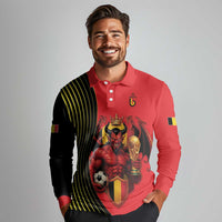 Custom World Football 2026 Belgium Long Sleeve Polo Shirt Red Devils Go Champions - Wonder Print Shop