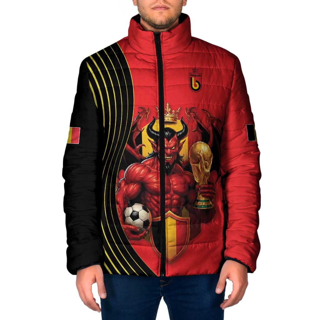 Custom World Football 2026 Belgium Padded Jacket Red Devils Go Champions - Wonder Print Shop