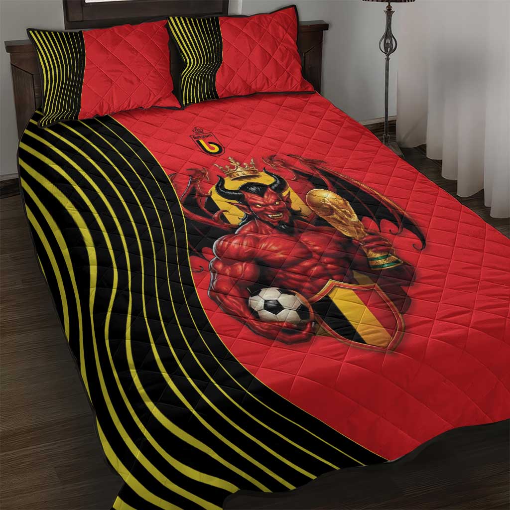 World Football 2026 Belgium Quilt Bed Set Red Devils Go Champions - Wonder Print Shop