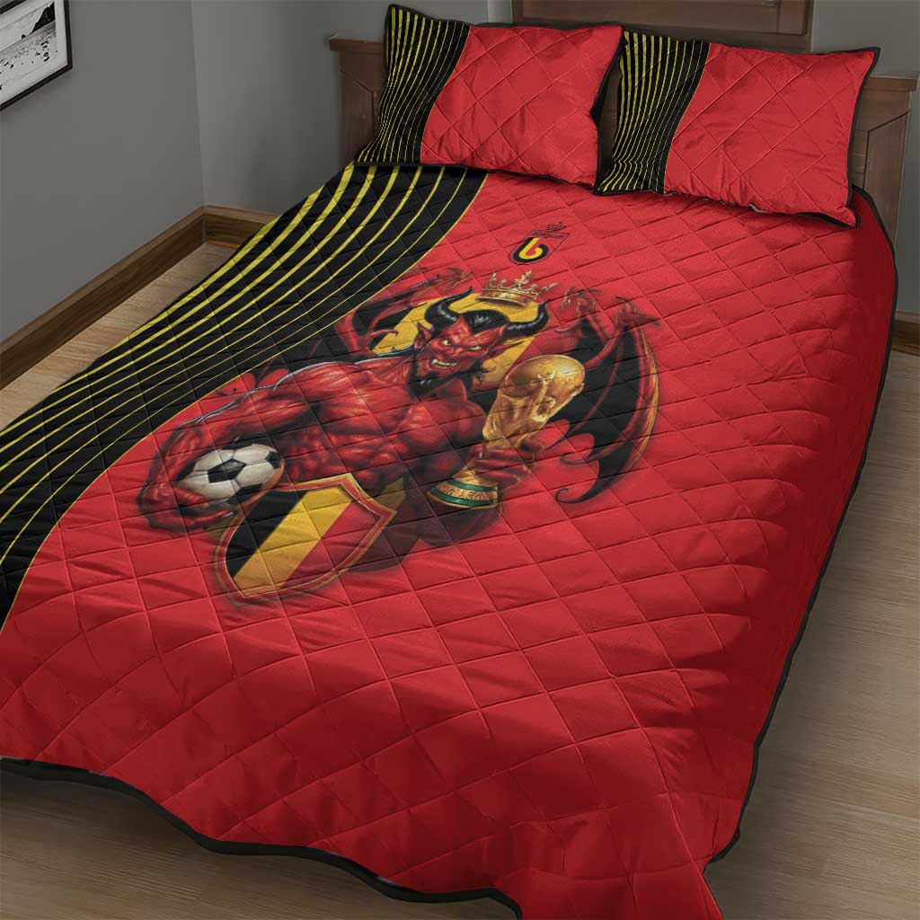 World Football 2026 Belgium Quilt Bed Set Red Devils Go Champions - Wonder Print Shop