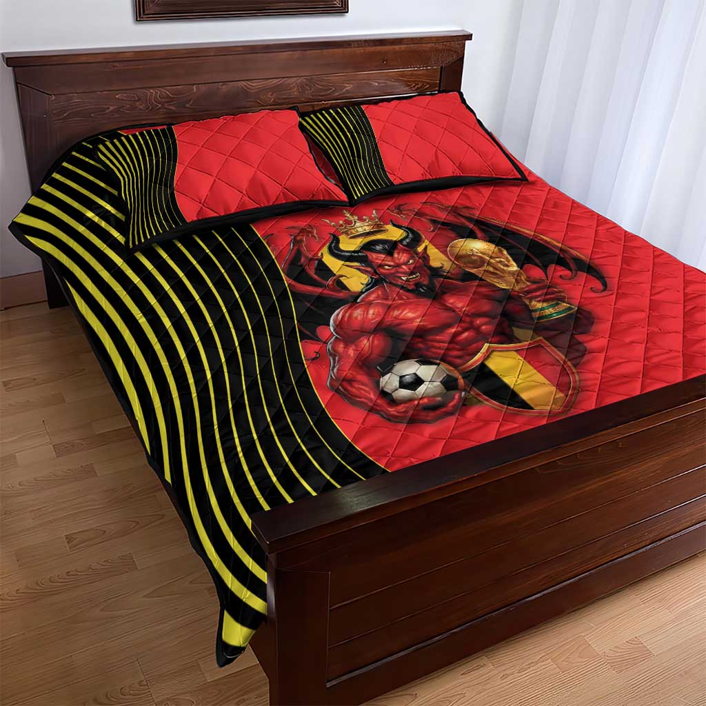 World Football 2026 Belgium Quilt Bed Set Red Devils Go Champions - Wonder Print Shop