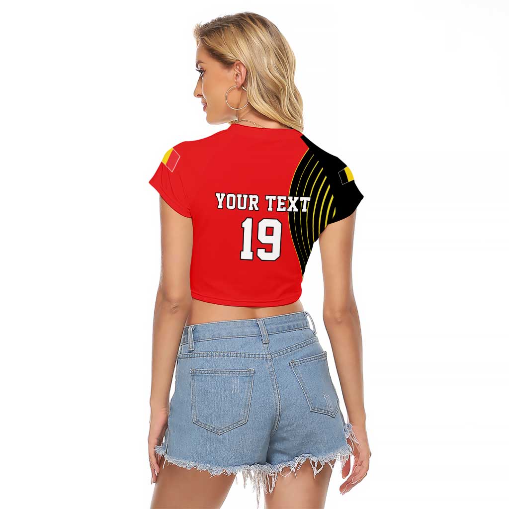 Custom World Football 2026 Belgium Raglan Cropped T Shirt Red Devils Go Champions - Wonder Print Shop