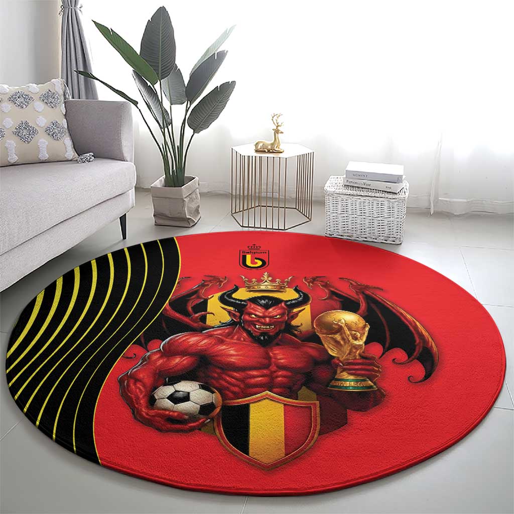 World Football 2026 Belgium Round Carpet Red Devils Go Champions - Wonder Print Shop
