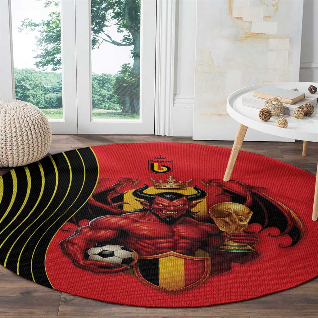 World Football 2026 Belgium Round Carpet Red Devils Go Champions - Wonder Print Shop