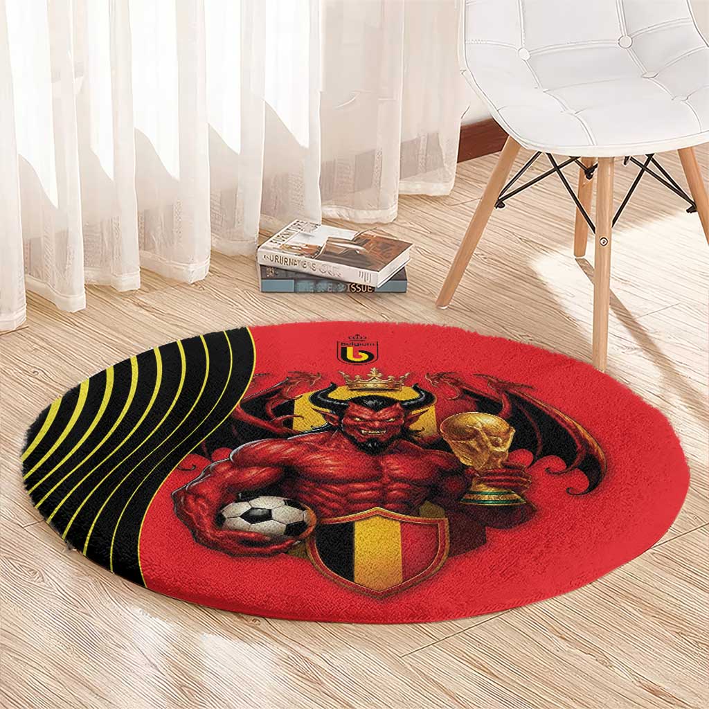 World Football 2026 Belgium Round Carpet Red Devils Go Champions - Wonder Print Shop