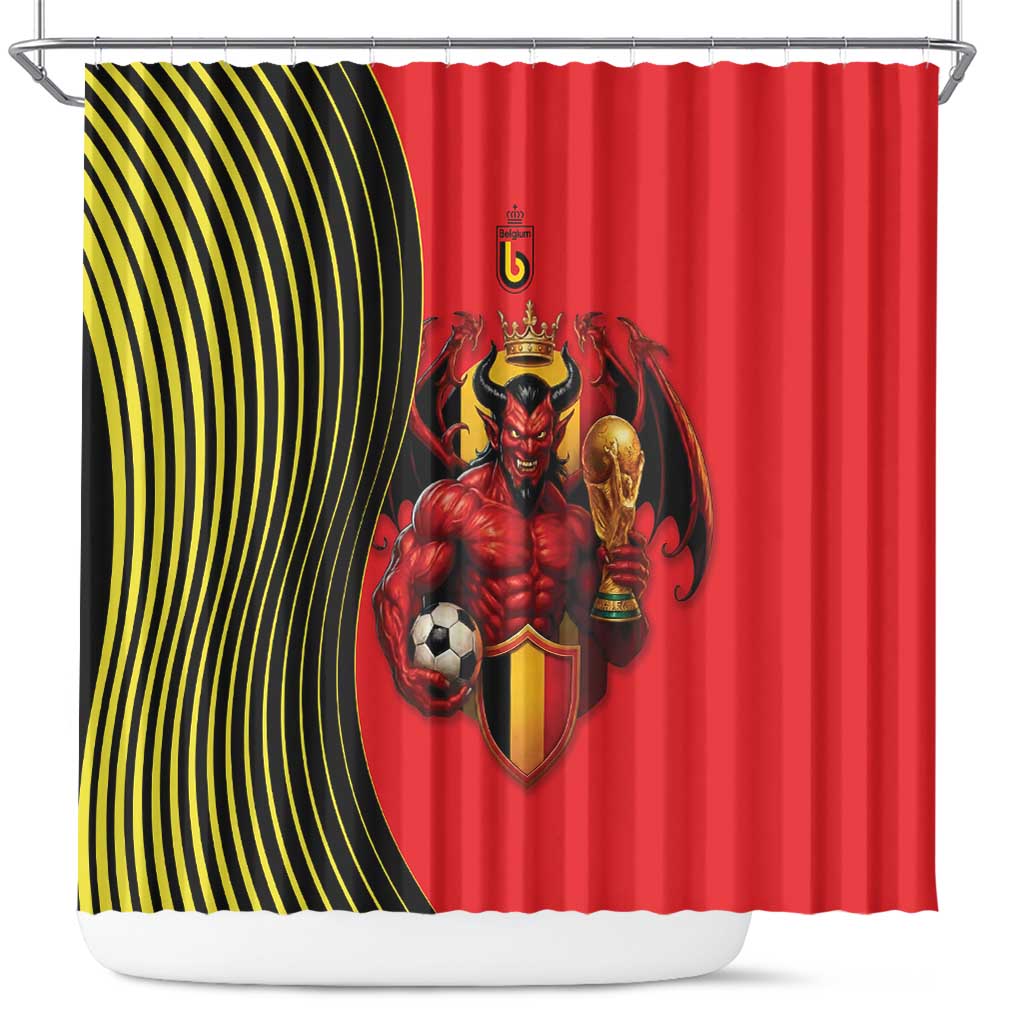 World Football 2026 Belgium Shower Curtain Red Devils Go Champions - Wonder Print Shop