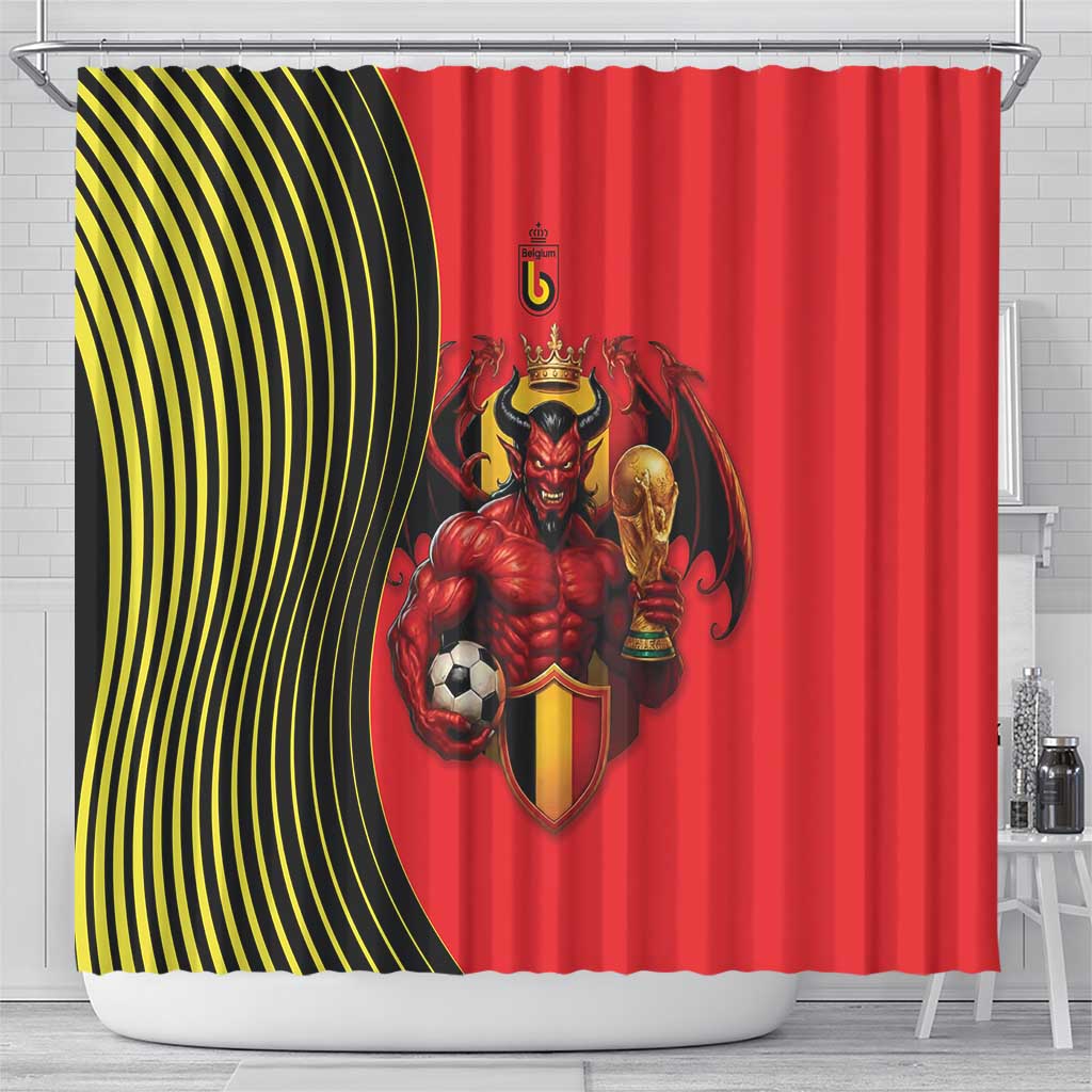 World Football 2026 Belgium Shower Curtain Red Devils Go Champions - Wonder Print Shop