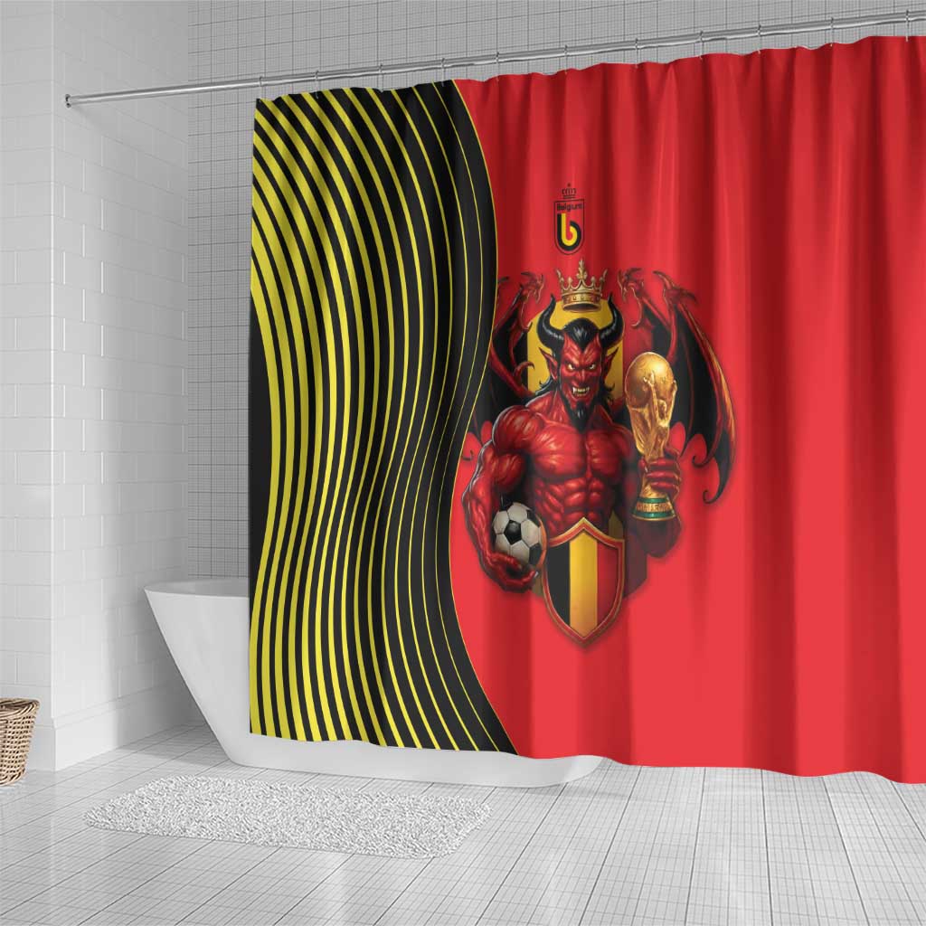 World Football 2026 Belgium Shower Curtain Red Devils Go Champions - Wonder Print Shop