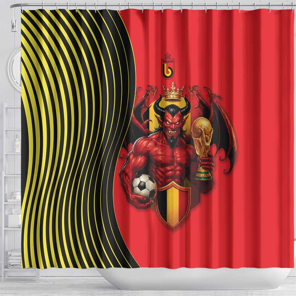 World Football 2026 Belgium Shower Curtain Red Devils Go Champions - Wonder Print Shop