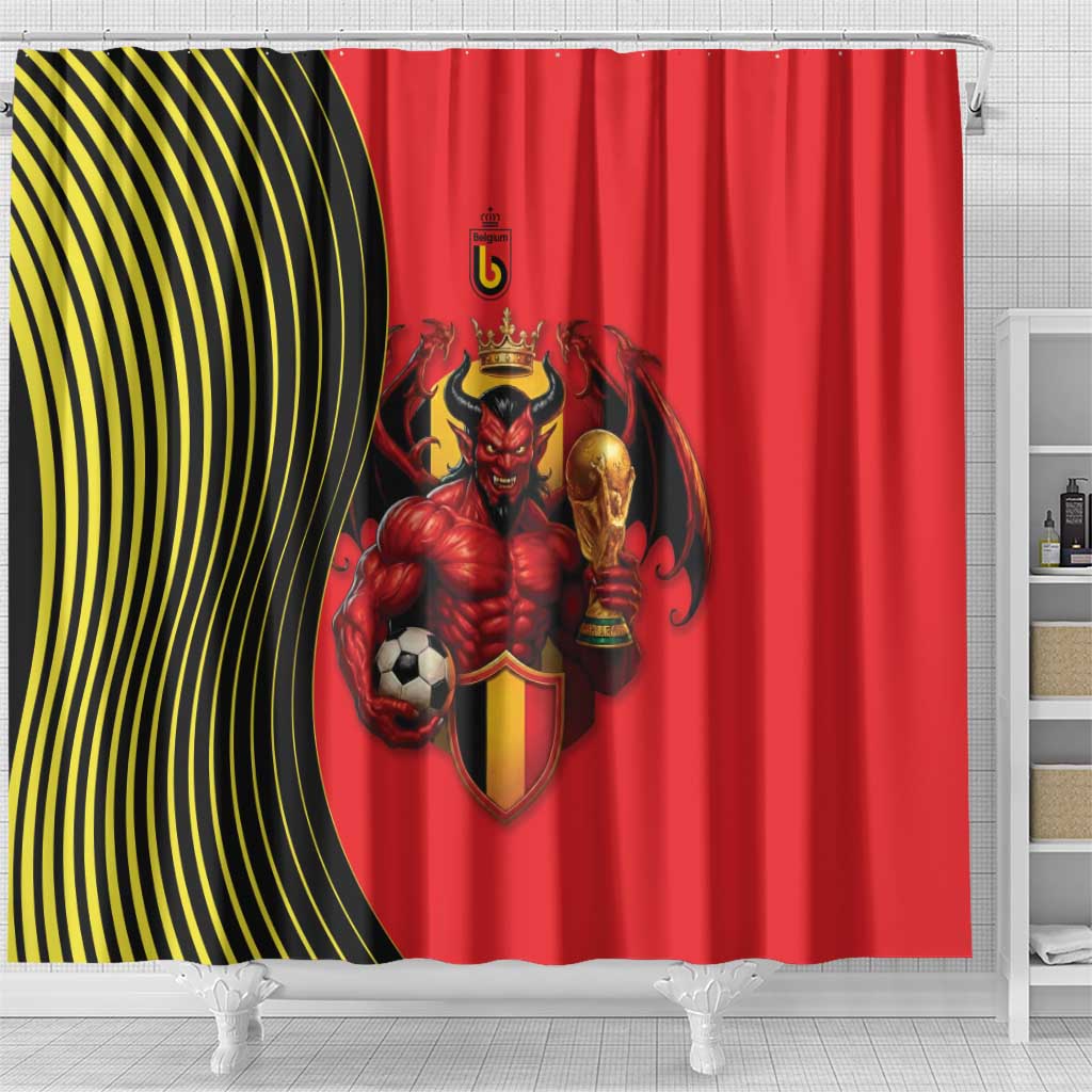 World Football 2026 Belgium Shower Curtain Red Devils Go Champions - Wonder Print Shop