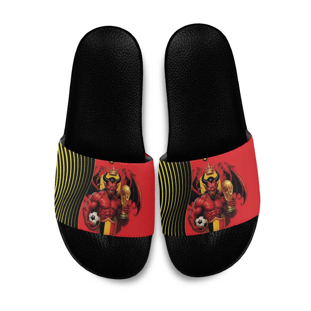 World Football 2026 Belgium Slide Sandals Red Devils Go Champions - Wonder Print Shop