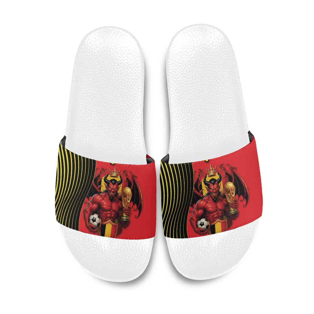 World Football 2026 Belgium Slide Sandals Red Devils Go Champions - Wonder Print Shop