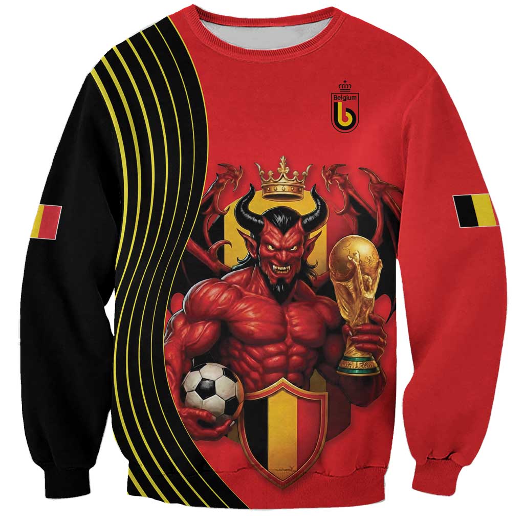 Custom World Football 2026 Belgium Sweatshirt Red Devils Go Champions - Wonder Print Shop