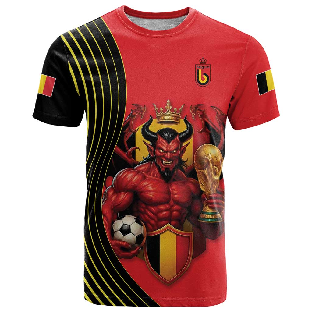 Custom World Football 2026 Belgium T Shirt Red Devils Go Champions - Wonder Print Shop