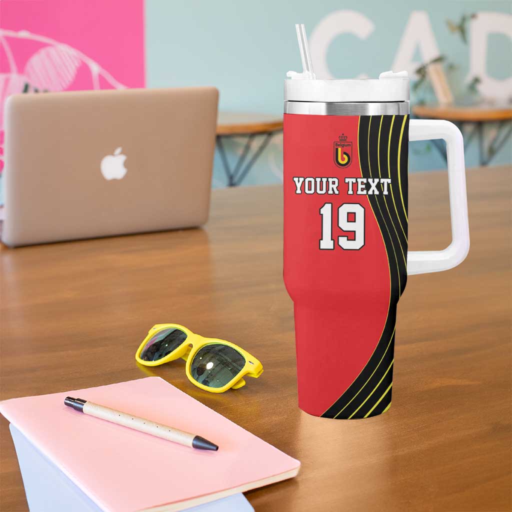 Custom World Football 2026 Belgium Tumbler With Handle Red Devils Go Champions - Wonder Print Shop
