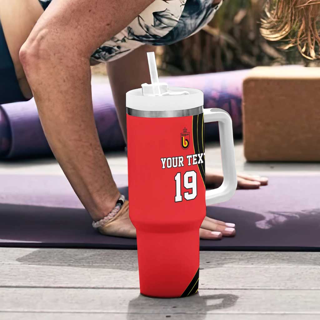 Custom World Football 2026 Belgium Tumbler With Handle Red Devils Go Champions - Wonder Print Shop
