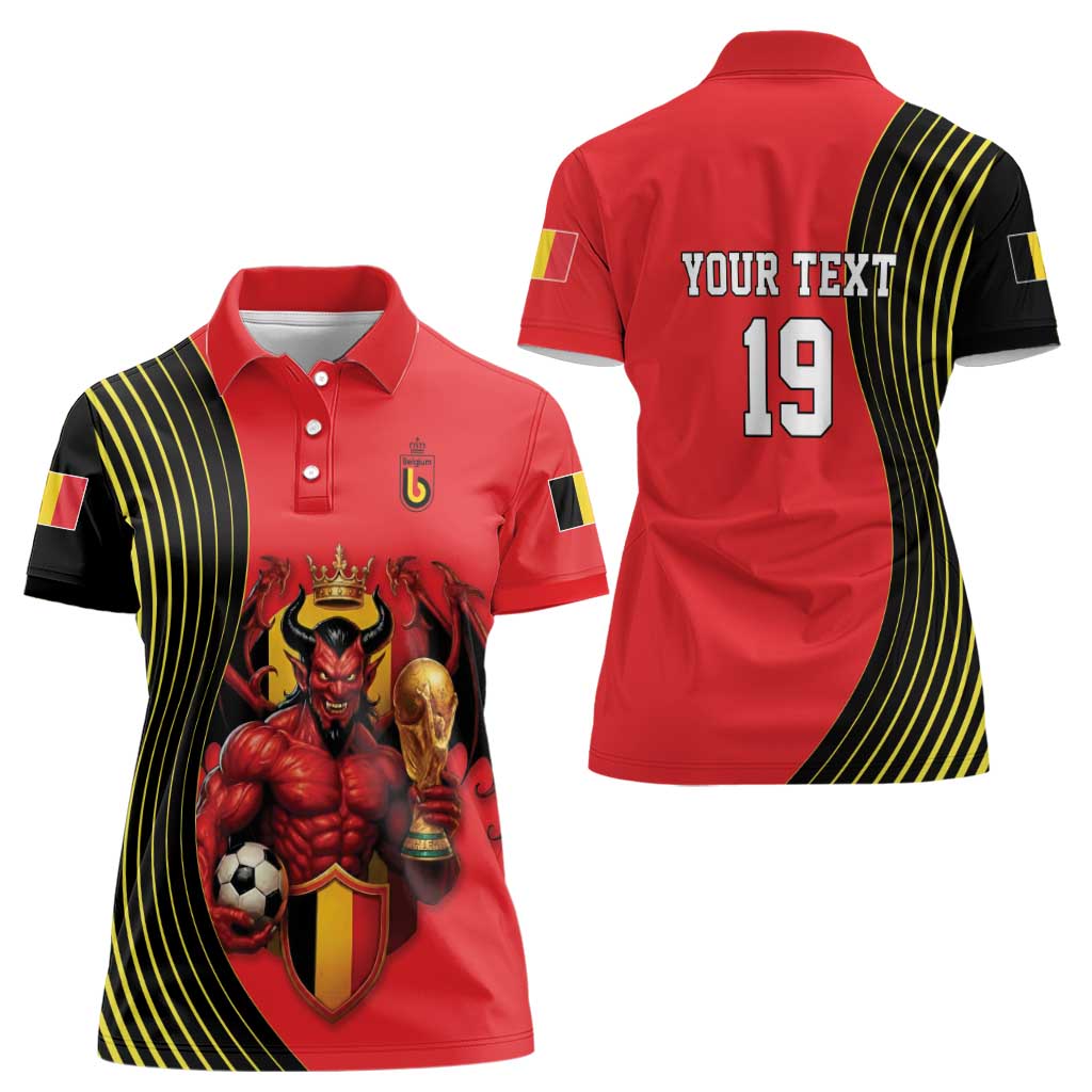 Custom World Football 2026 Belgium Women Polo Shirt Red Devils Go Champions - Wonder Print Shop