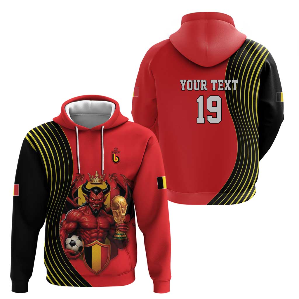 Custom World Football 2026 Belgium Zip Hoodie Red Devils Go Champions - Wonder Print Shop