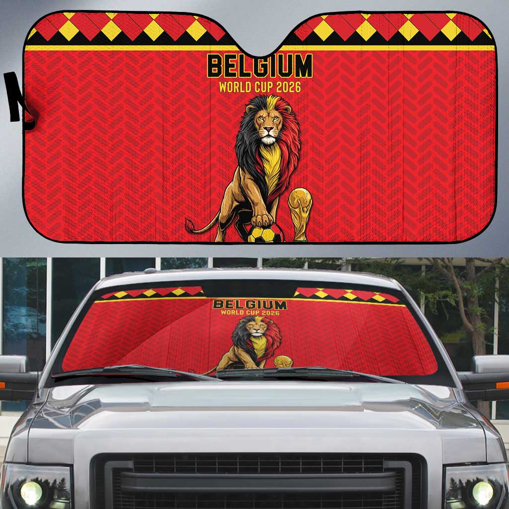 World Football 2026 Belgium Auto Sun Shade Belgian Lion Go Champions - Wonder Print Shop