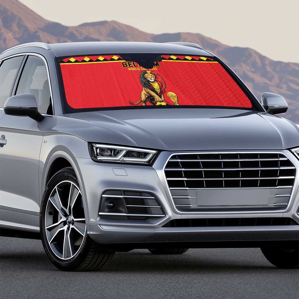 World Football 2026 Belgium Auto Sun Shade Belgian Lion Go Champions - Wonder Print Shop