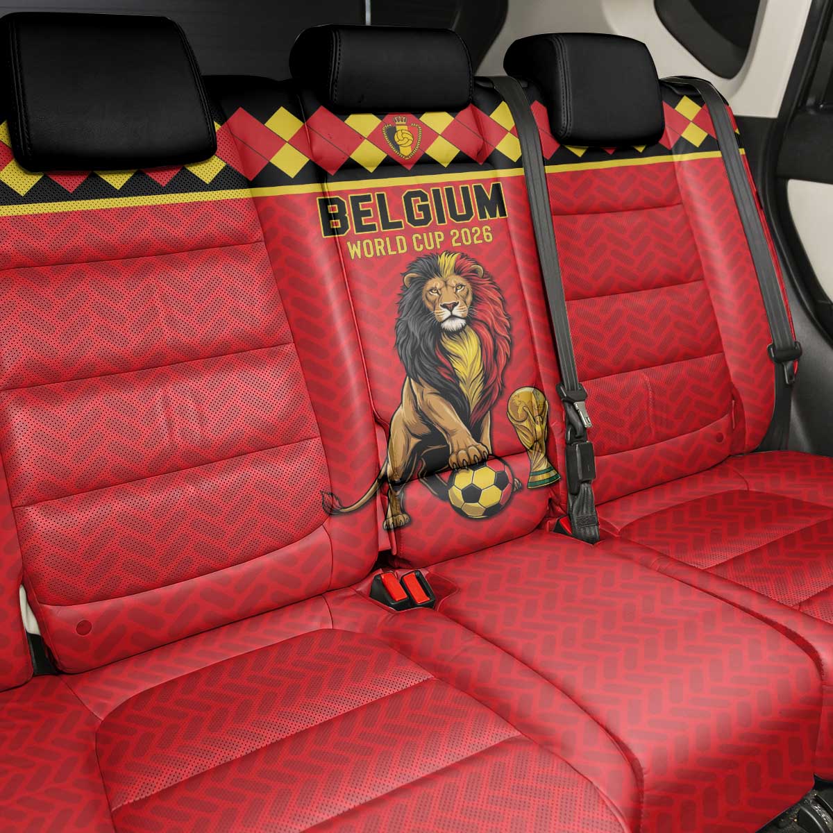 World Football 2026 Belgium Back Car Seat Cover Belgian Lion Go Champions - Wonder Print Shop
