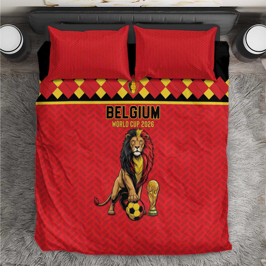 World Football 2026 Belgium Bedding Set Belgian Lion Go Champions - Wonder Print Shop