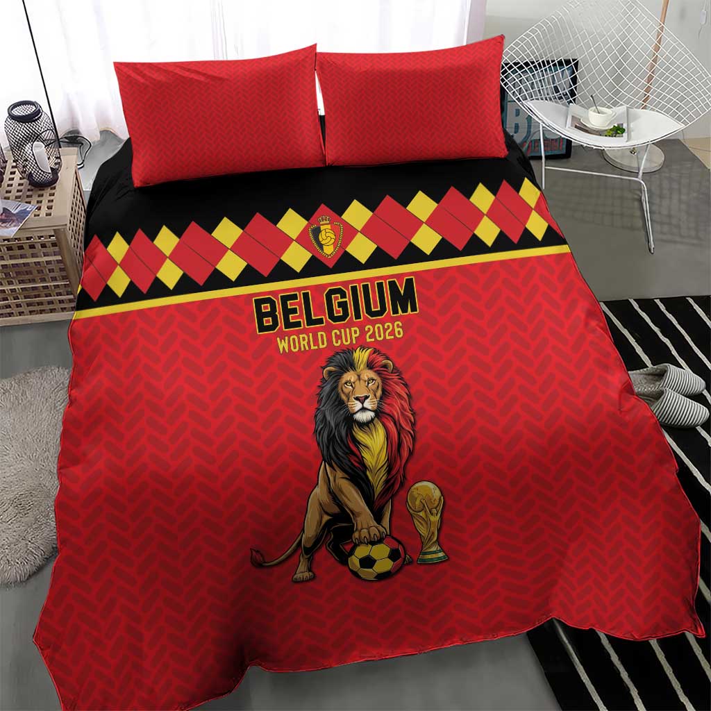 World Football 2026 Belgium Bedding Set Belgian Lion Go Champions - Wonder Print Shop