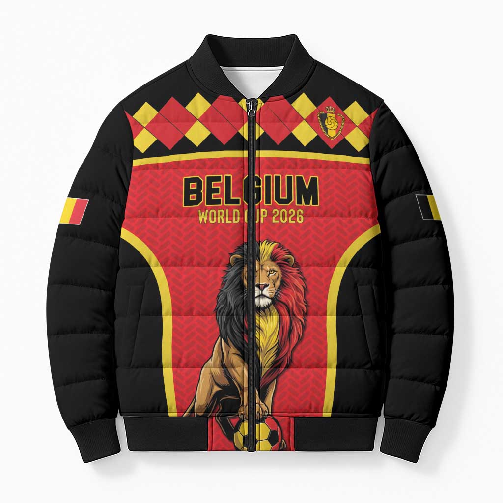 Custom World Football 2026 Belgium Bomber Puffer Jacket Belgian Lion Go Champions - Wonder Print Shop