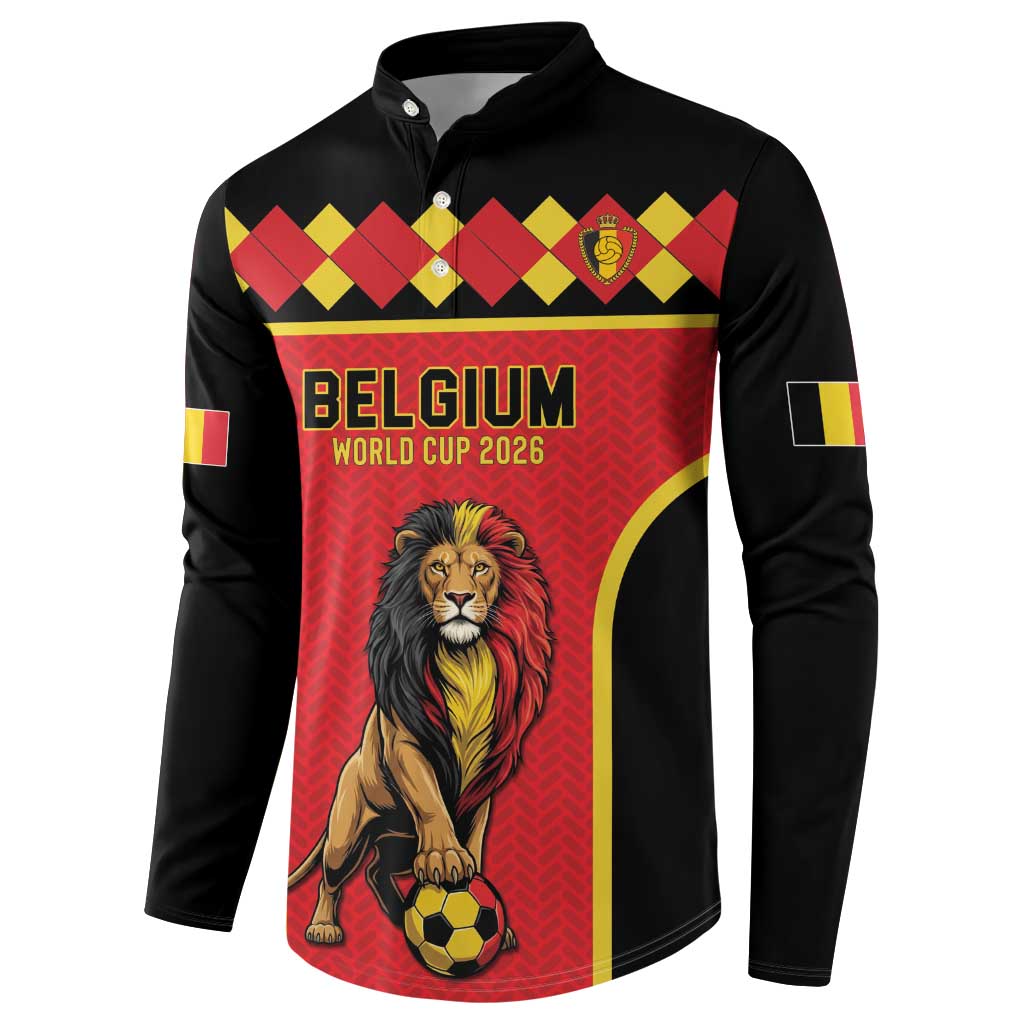 Custom World Football 2026 Belgium Button Sweatshirt Belgian Lion Go Champions - Wonder Print Shop