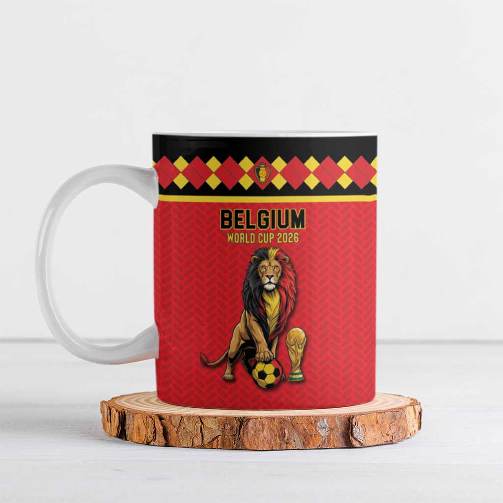 Custom World Football 2026 Belgium Ceramic Mug Belgian Lion Go Champions - Wonder Print Shop