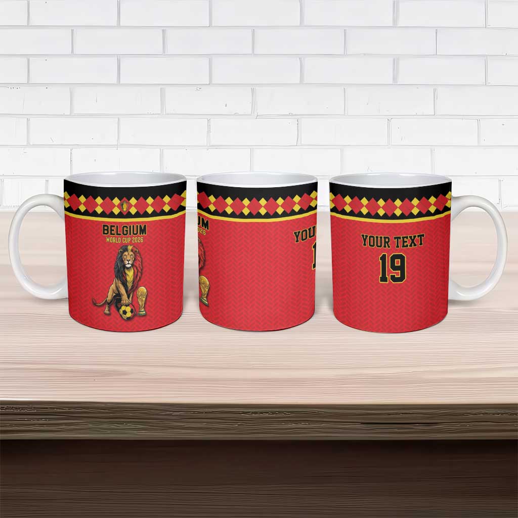 Custom World Football 2026 Belgium Ceramic Mug Belgian Lion Go Champions - Wonder Print Shop
