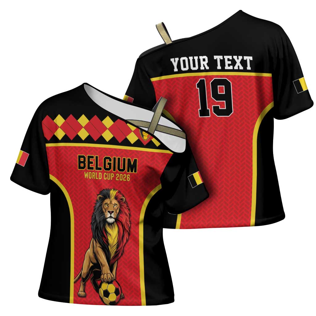 Custom World Football 2026 Belgium Cross Shoulder Shirt Belgian Lion Go Champions - Wonder Print Shop
