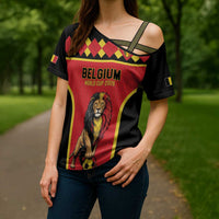 Custom World Football 2026 Belgium Cross Shoulder Shirt Belgian Lion Go Champions - Wonder Print Shop