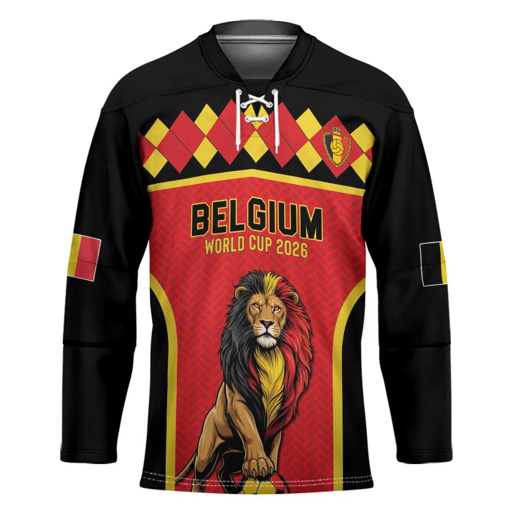 Custom World Football 2026 Belgium Hockey Jersey Belgian Lion Go Champions - Wonder Print Shop