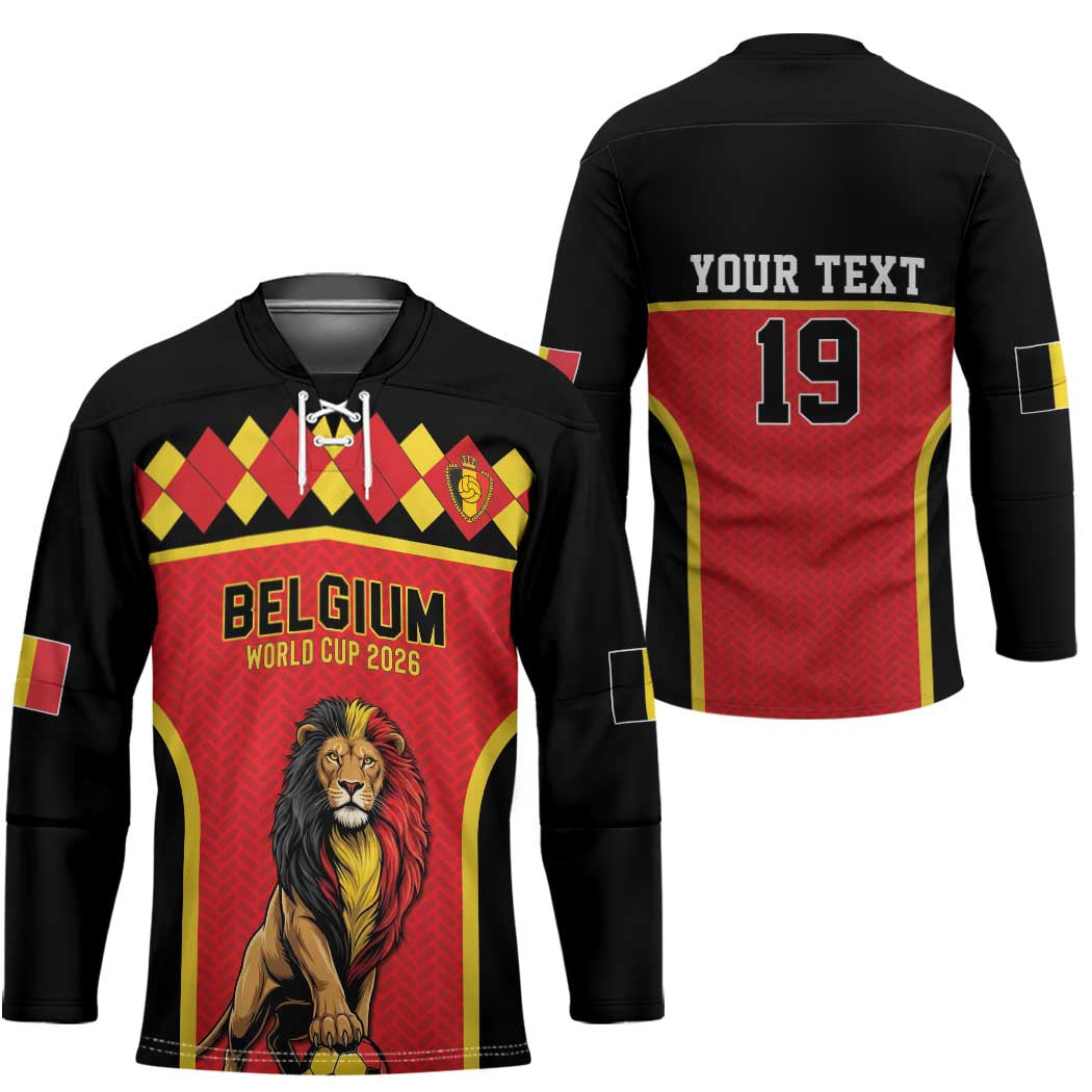 Custom World Football 2026 Belgium Hockey Jersey Belgian Lion Go Champions - Wonder Print Shop