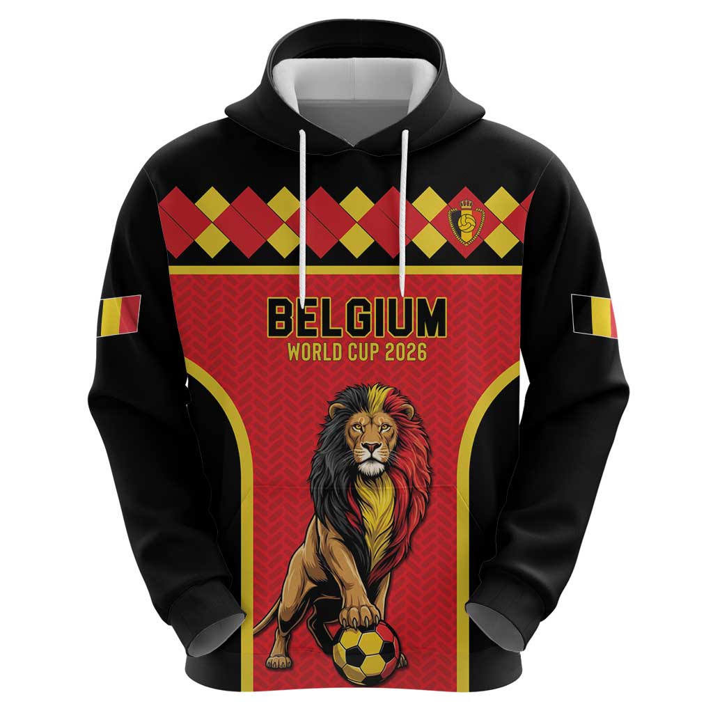 Custom World Football 2026 Belgium Hoodie Belgian Lion Go Champions - Wonder Print Shop